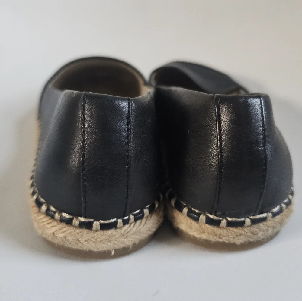 ☆ ALDO Black Leather Espadrille Slip Ons